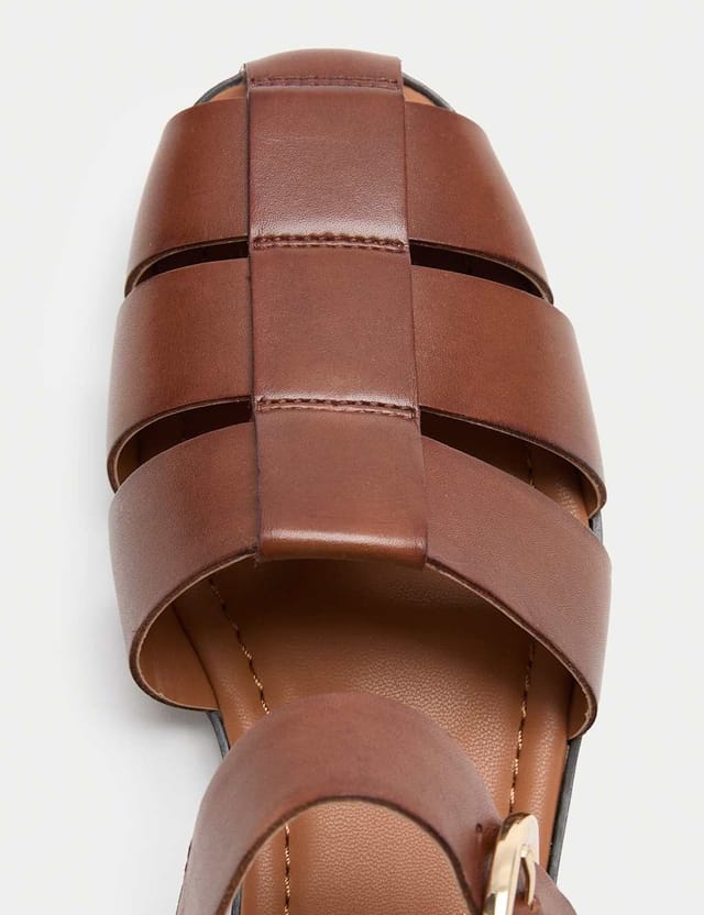 Marks & Spencer M&S Leather Buckle Flat Fisherman Sandals Tan - 2