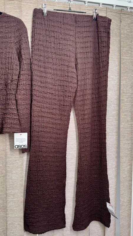 ASOS Design ASOS Design brown textured Co-ord set top & flared trousers size M bnwt