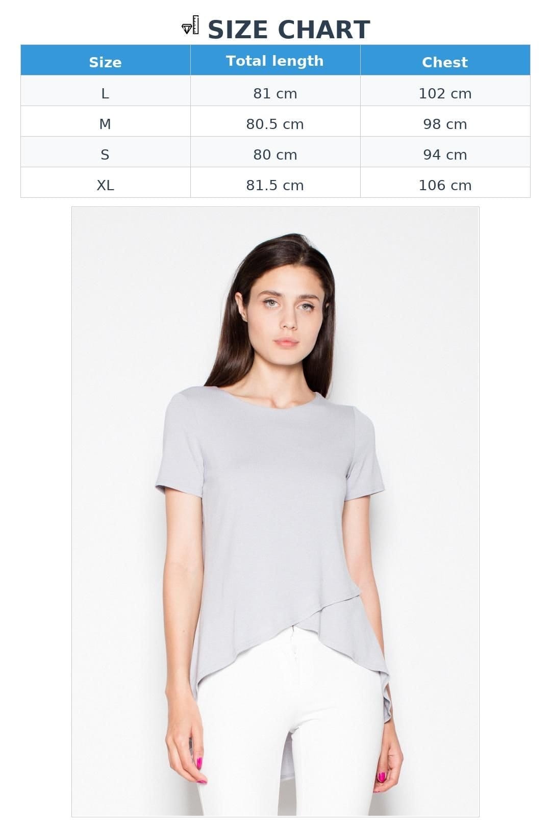Love Lace Love Lace Women's Asymmetrical Overlap Blouse with Longer Back in Grey - 4