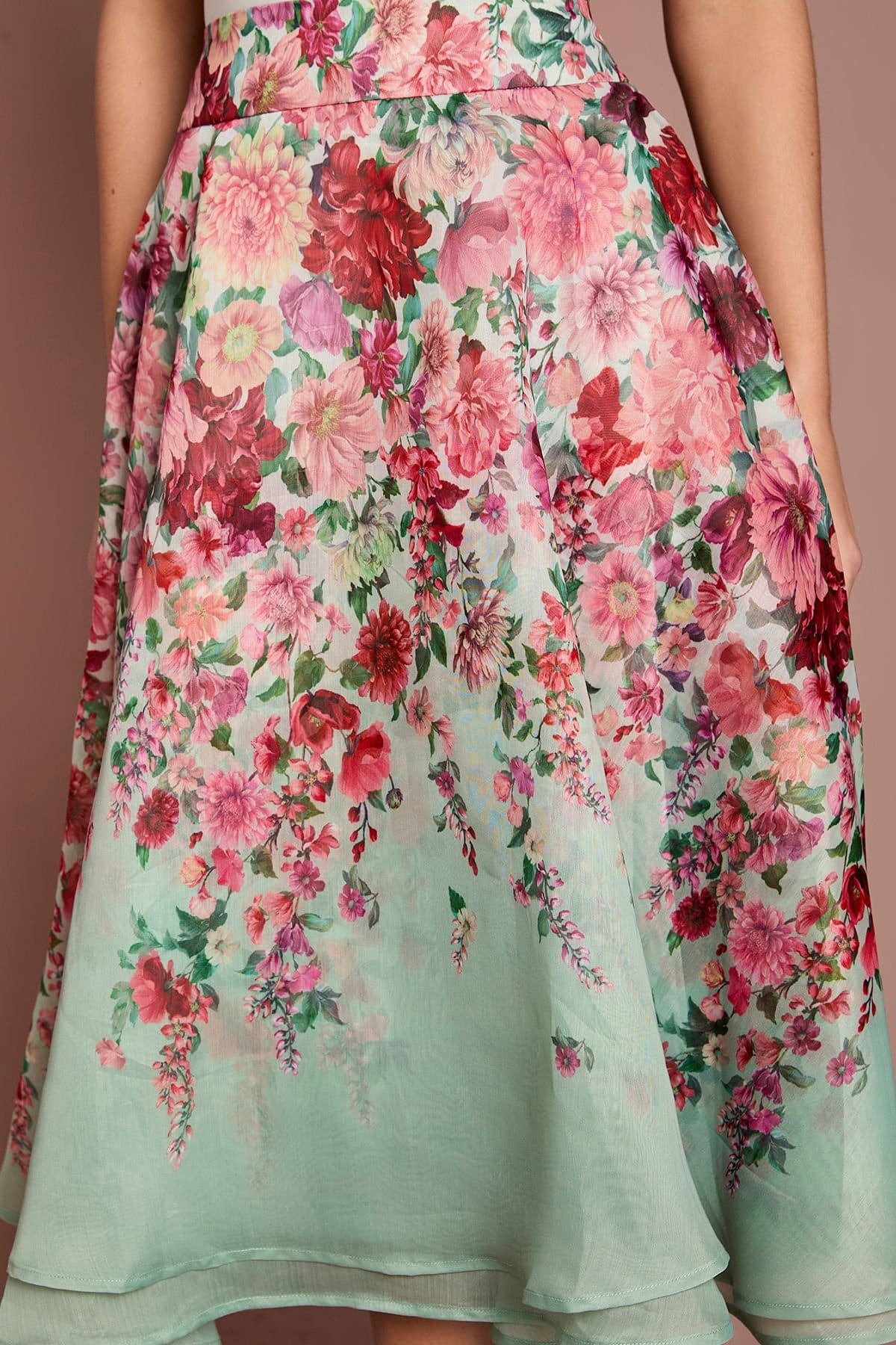 Coast Coast Women's Organza Floral Midi Skirt in Sage - 4