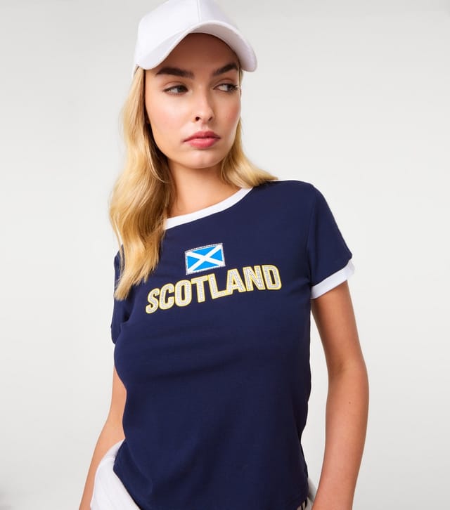 Pink Vanilla Women's Navy Scotland Embellished Football Top Pink Vanilla New Look - 3
