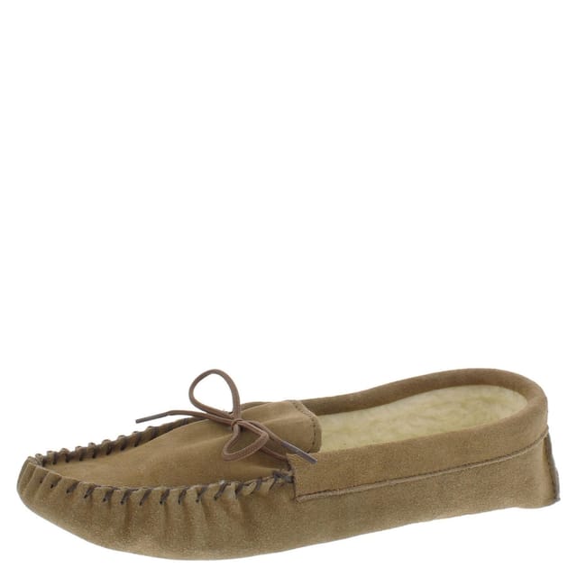 Coopers Coopers Men's Suede Fleece Lined Softsole Moccasin Slippers in Light Brown - 2