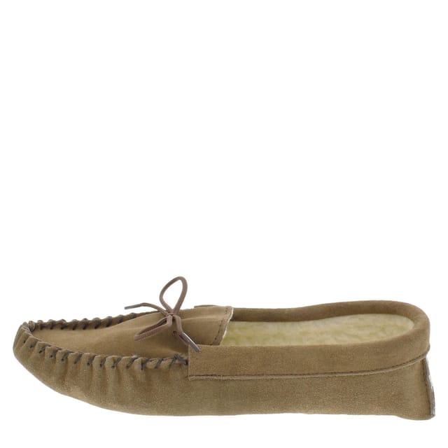 Coopers Coopers Men's Suede Fleece Lined Softsole Moccasin Slippers in Light Brown - 3