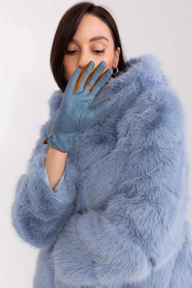 Love Lace Love Lace Women's Elegant Touchscreen Gloves with Flower Embroidery & Braided Straps in Blue - 3