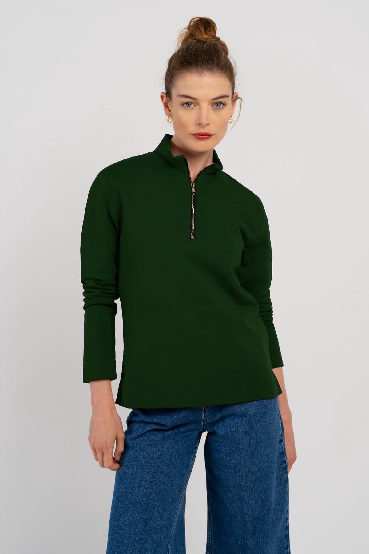 Kettlewell Kettlewell Women's Robyn 1/4 Zip Sweatshirt in Bottle Green