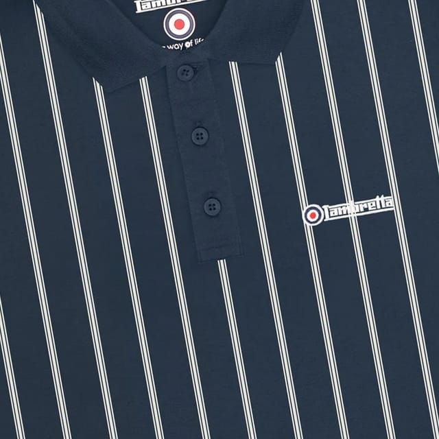 Lambretta Lambretta Men's Pinstripe Polo Shirt in Navy - 3
