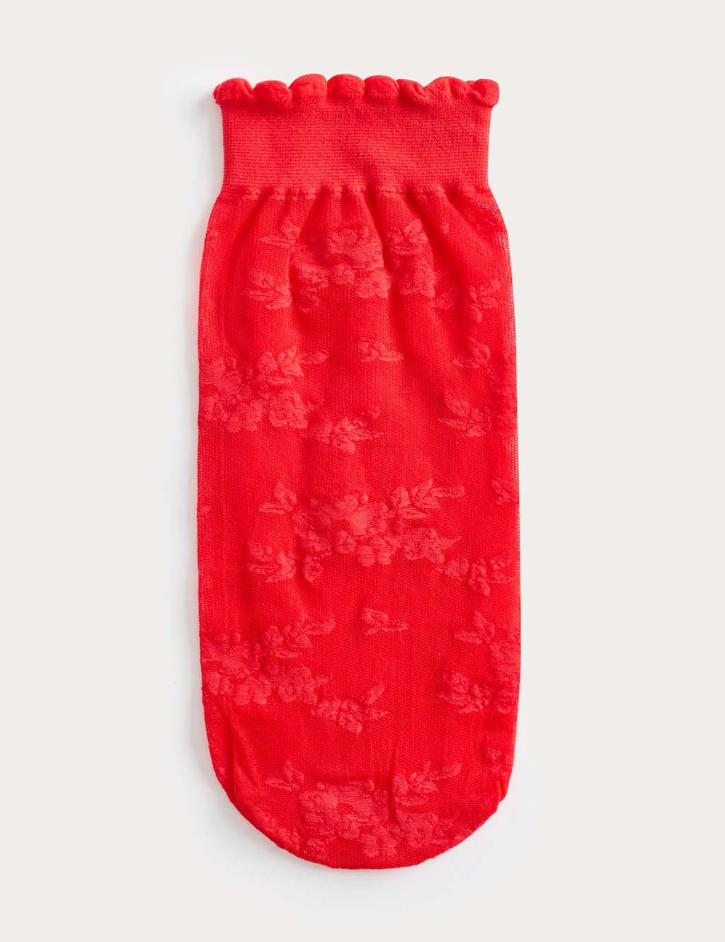 Marks & Spencer M&S Floral Lace Ankle High Socks Red Mix