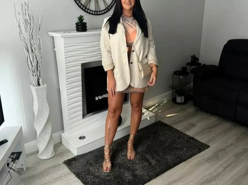 ASOS Cream Linen Oversized Blazer