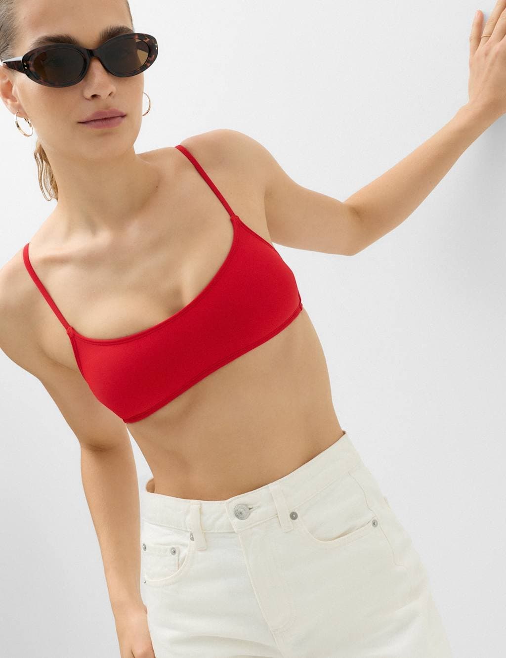 Marks & Spencer M&S Padded Cropped Scoop Neck Bikini Top Lacquer Red