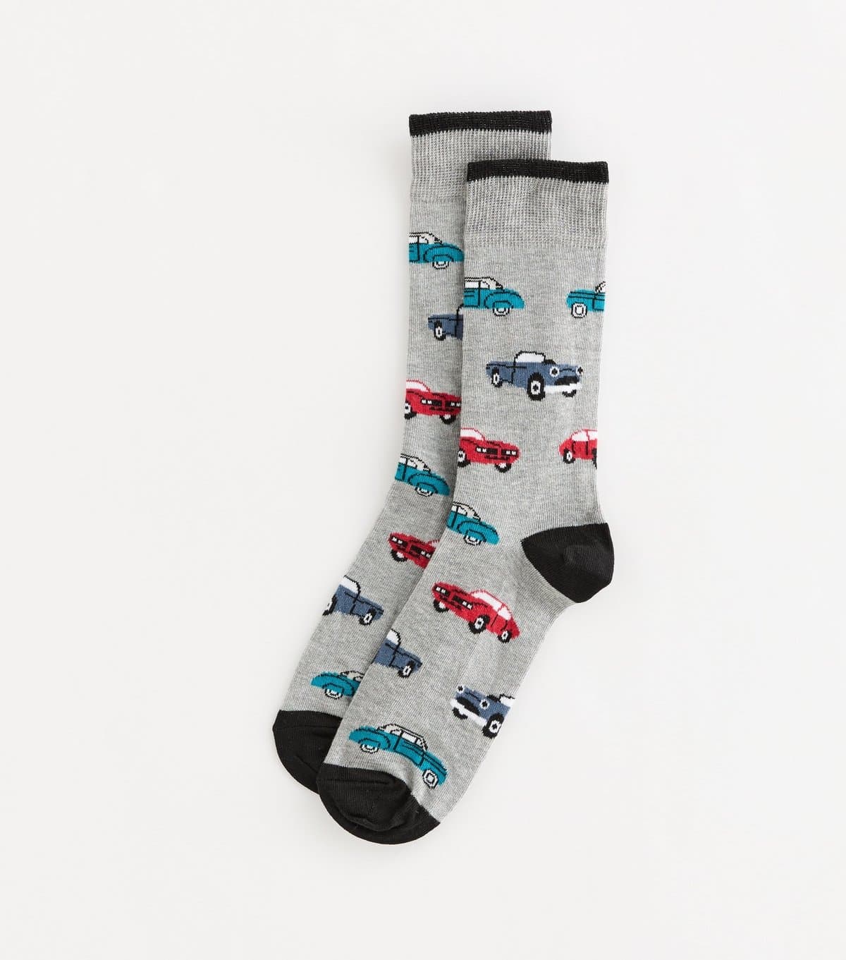 New Look Mens Grey Car Pattern Ankle Socks New Look