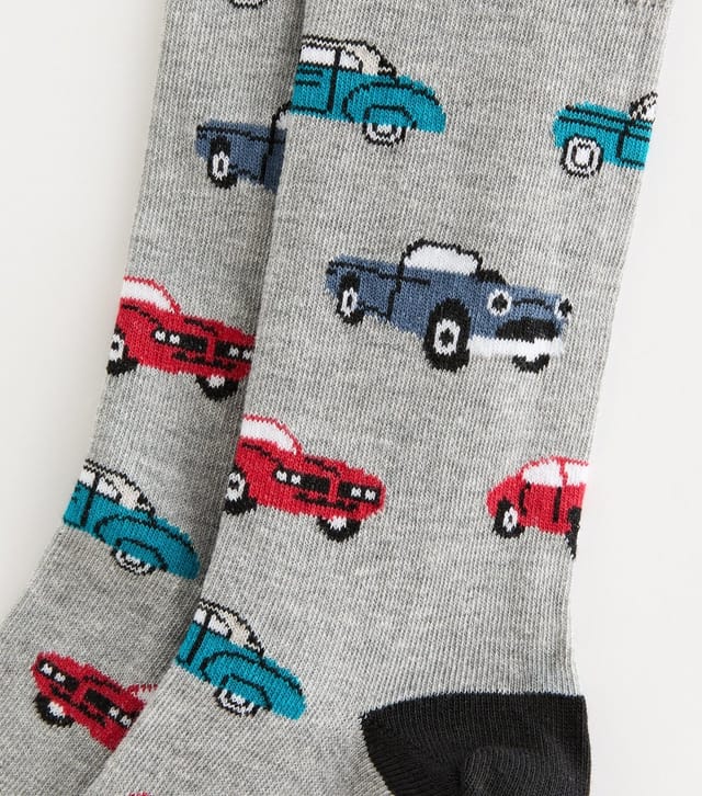 New Look Mens Grey Car Pattern Ankle Socks New Look - 2