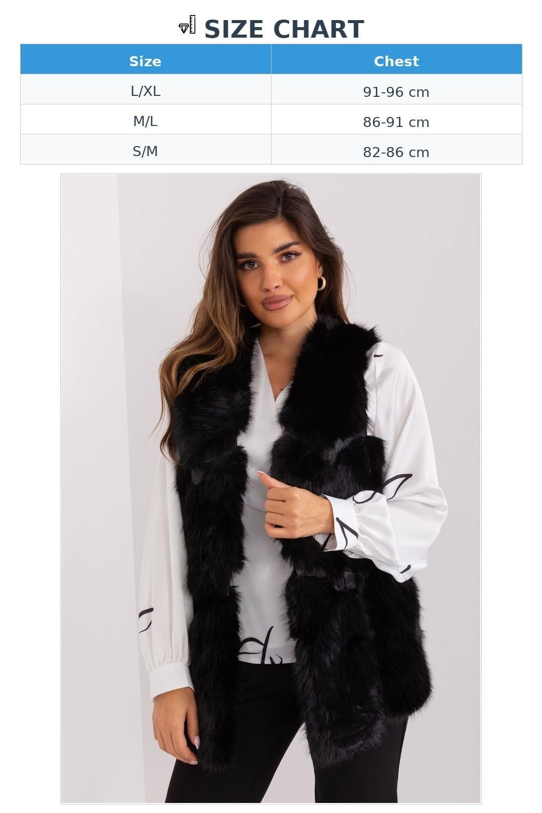 Love Lace Love Lace Women's Faux Fur Lined Vest with Slip Pockets Style 187530 in Black - 4