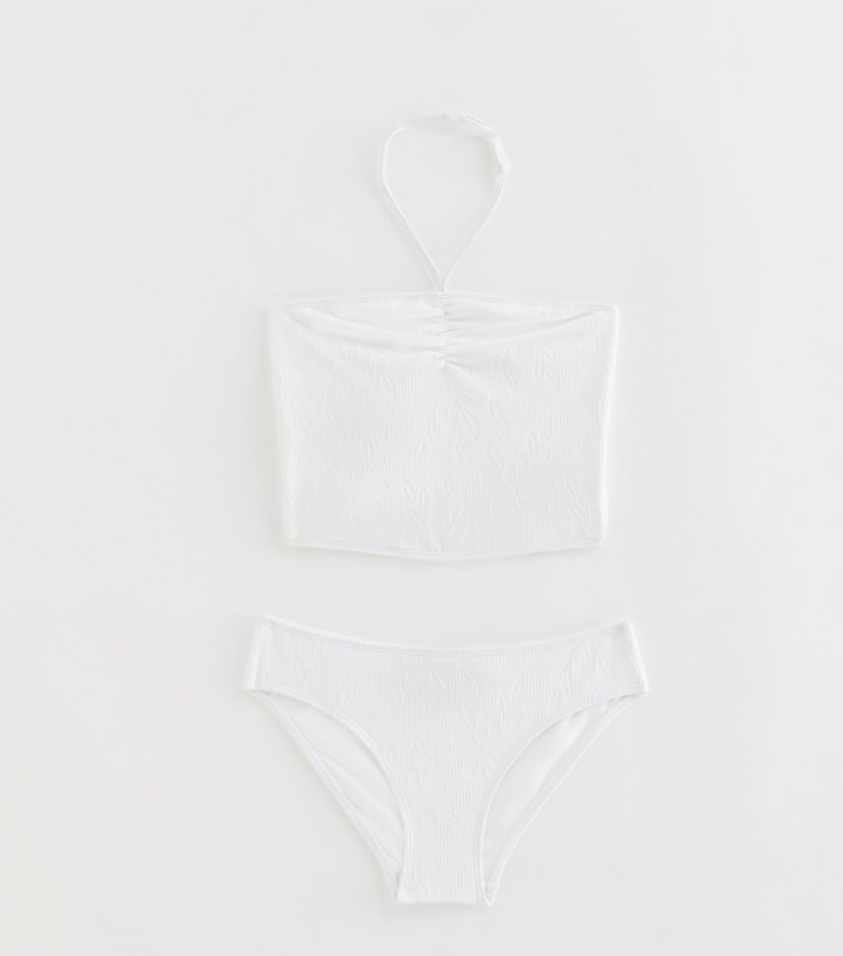 New Look New Look Girls' White Ruched Front Tankini Swim Set
