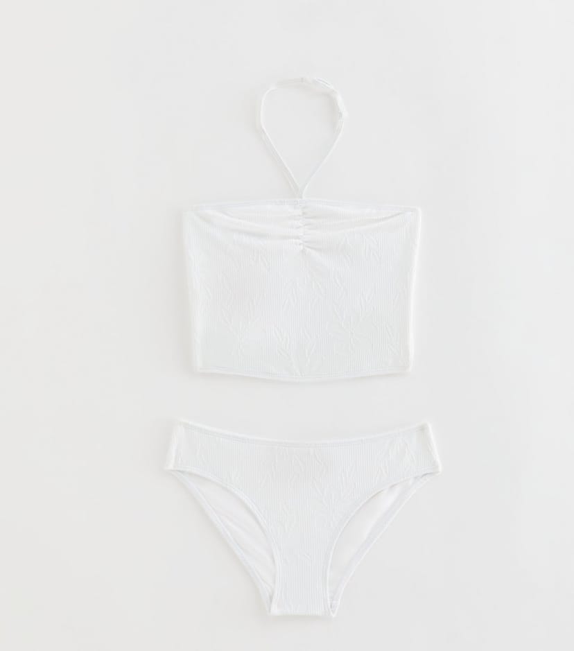 New Look Girls' White Ruched Front Tankini Swim Set New Look - 1