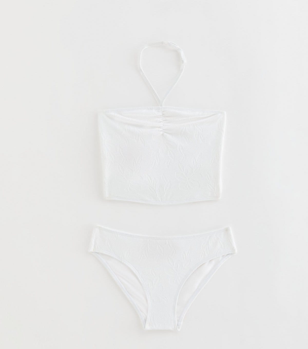 New Look Girls' White Ruched Front Tankini Swim Set