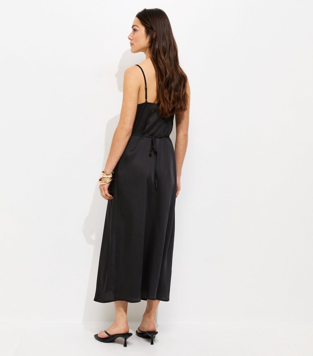 New Look Women's Petite Black Satin Slip Midi Dress New Look - 4