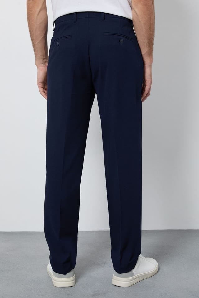 Burton Burton Men's Indigo Seersucker Slim Fit Suit Trouser in Navy - 3