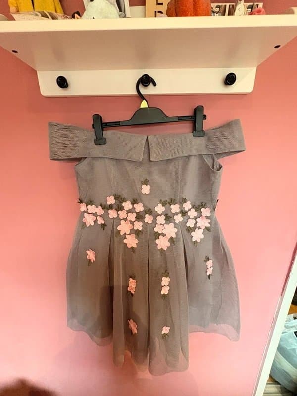 New Look New Look Grey Floral Embroidered Dress – Size 18