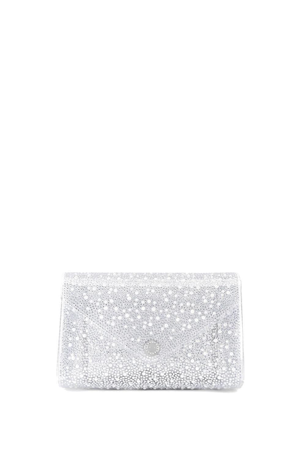 Carvela Carvela White Pearl Embellished Vinyl Clutch Bag