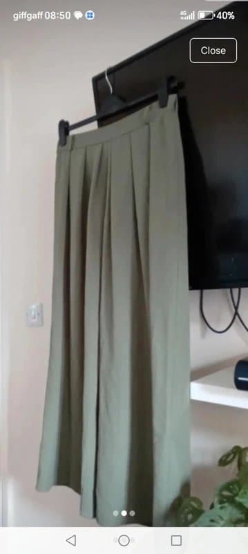 The Unbranded Brand Ladies size 18 khaki green wide leg trousers
