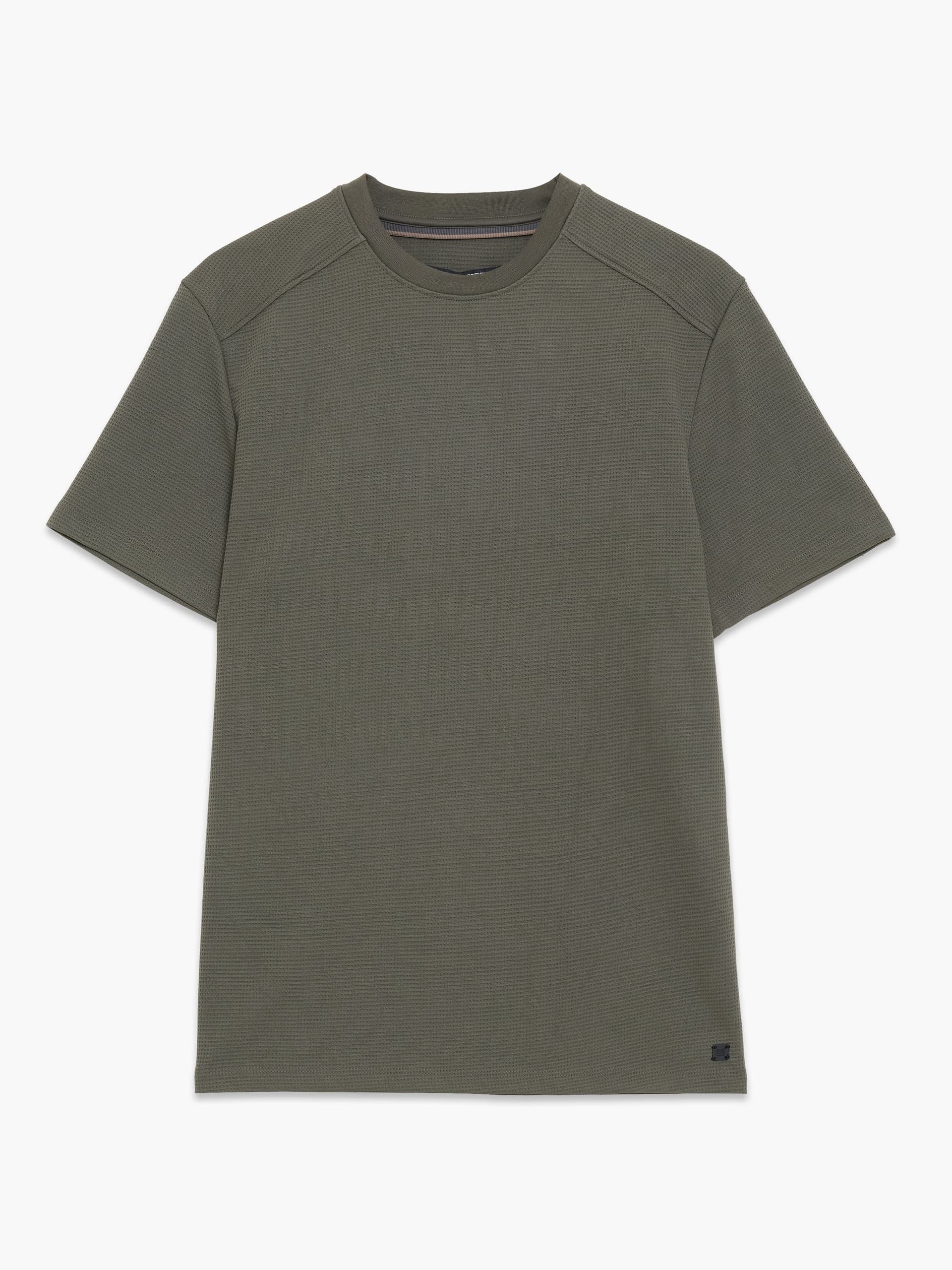 French Connection Short Sleeve Waffle Jersey T-Shirt Khaki Green