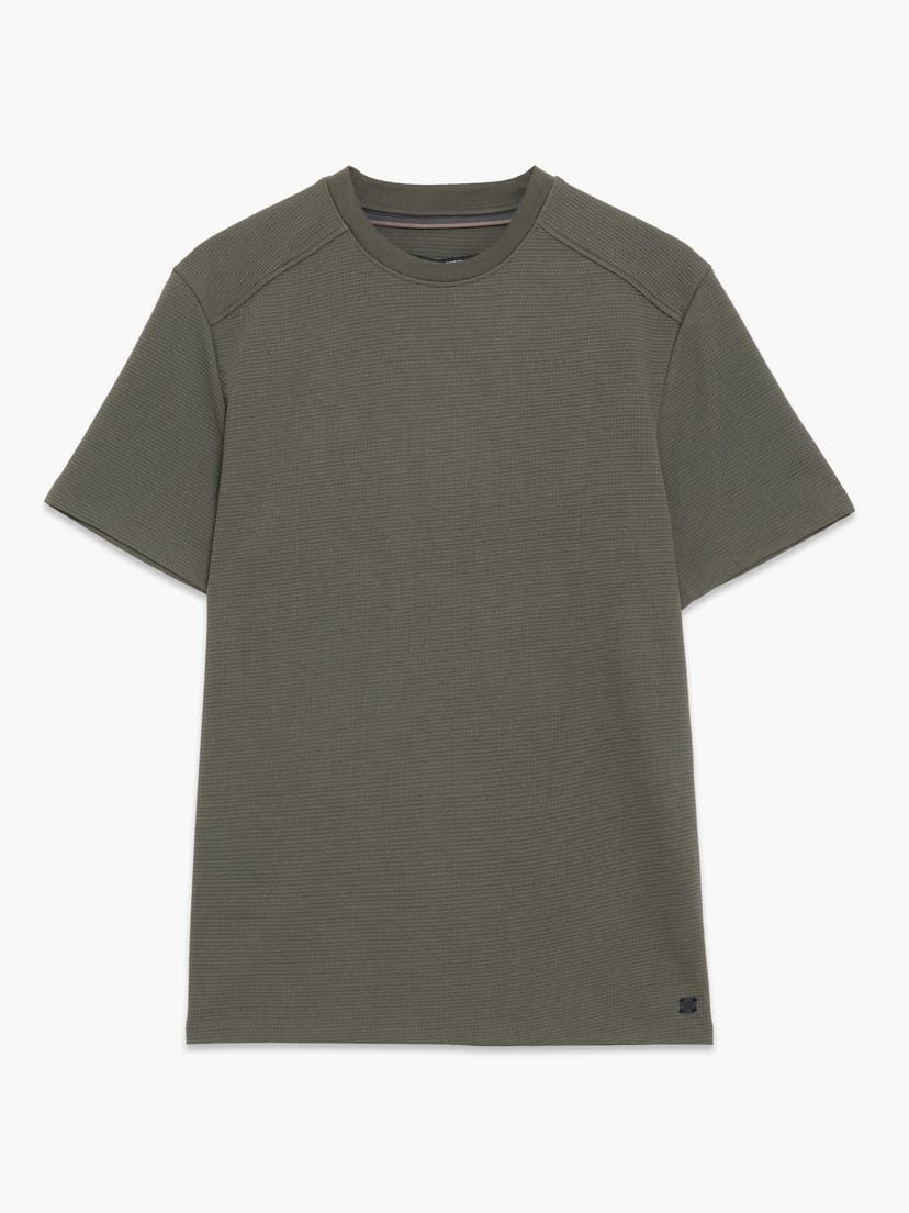 French Connection Short Sleeve Waffle Jersey T-Shirt Khaki Green - 1