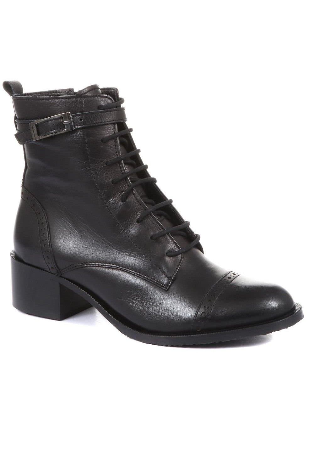 Jones Bootmaker Jones Bootmaker Women's Madie Heeled Leather Ankle Boots in Black