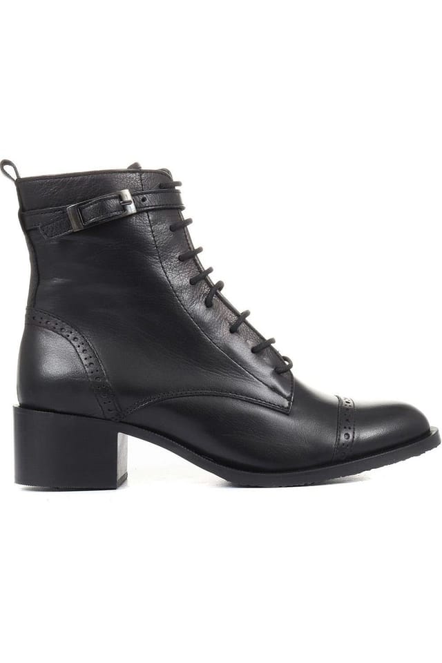 Jones Bootmaker Jones Bootmaker Women's Madie Heeled Leather Ankle Boots in Black - 2