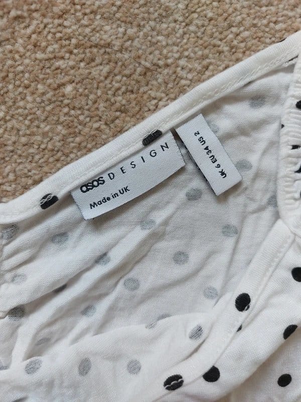 ASOS White Polka Dot Ruched Front Off-Shoulder Crop Top