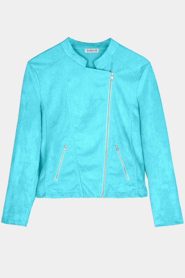 Kettlewell Kettlewell Women's Rachel Cropped Biker Jacket in Turquoise - 2
