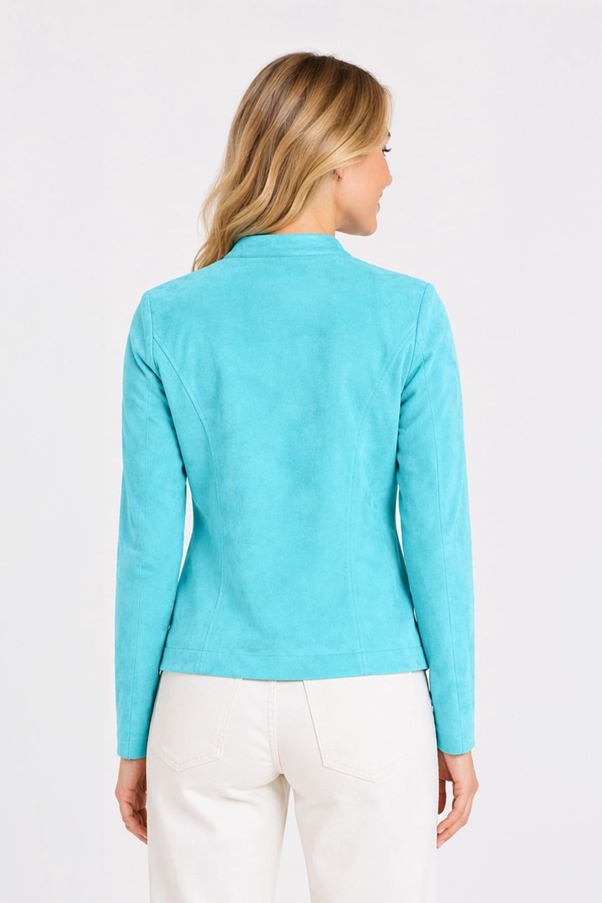Kettlewell Kettlewell Women's Rachel Cropped Biker Jacket in Turquoise - 4