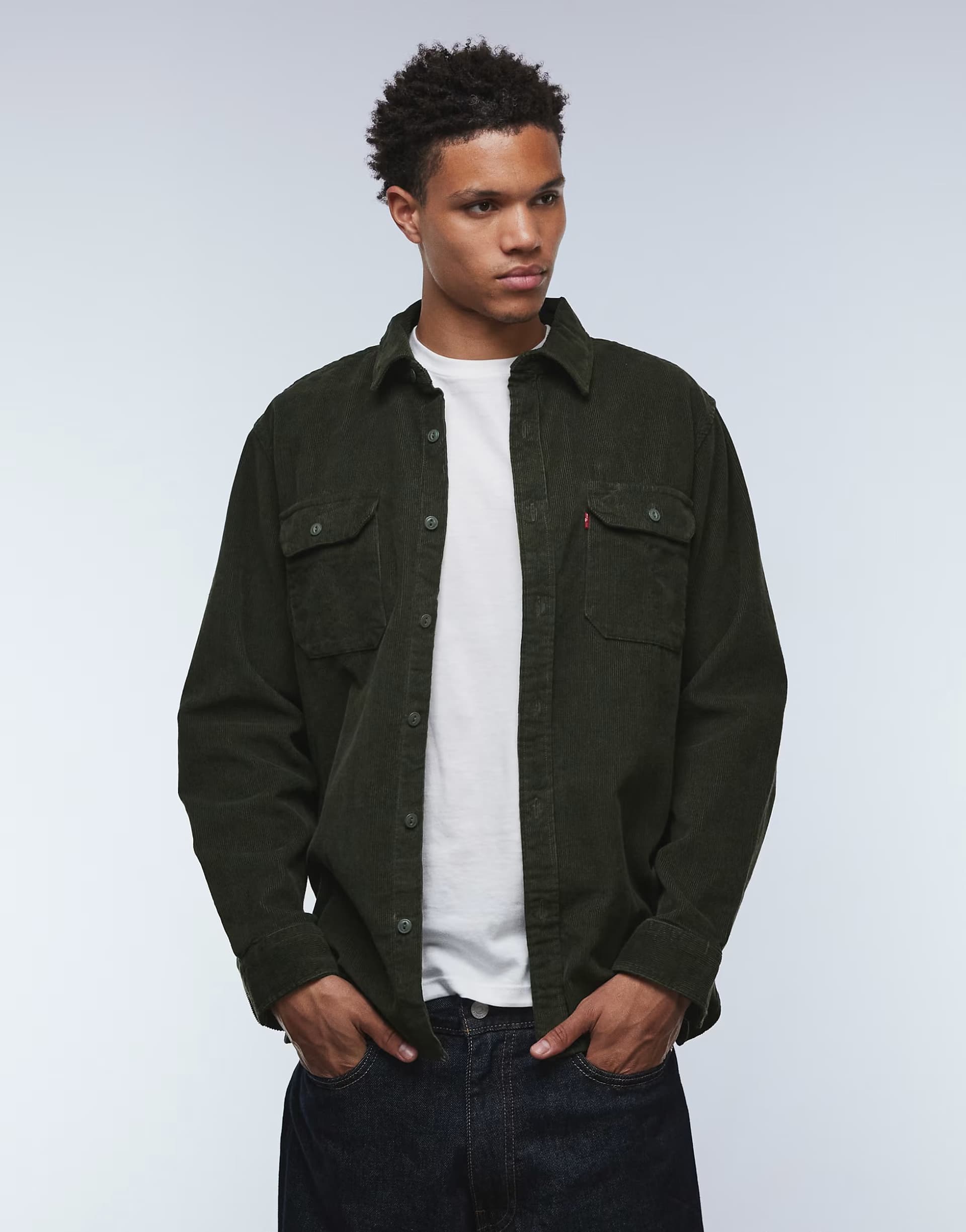 ASOS Levi's jackson cord worker shirt in dark green