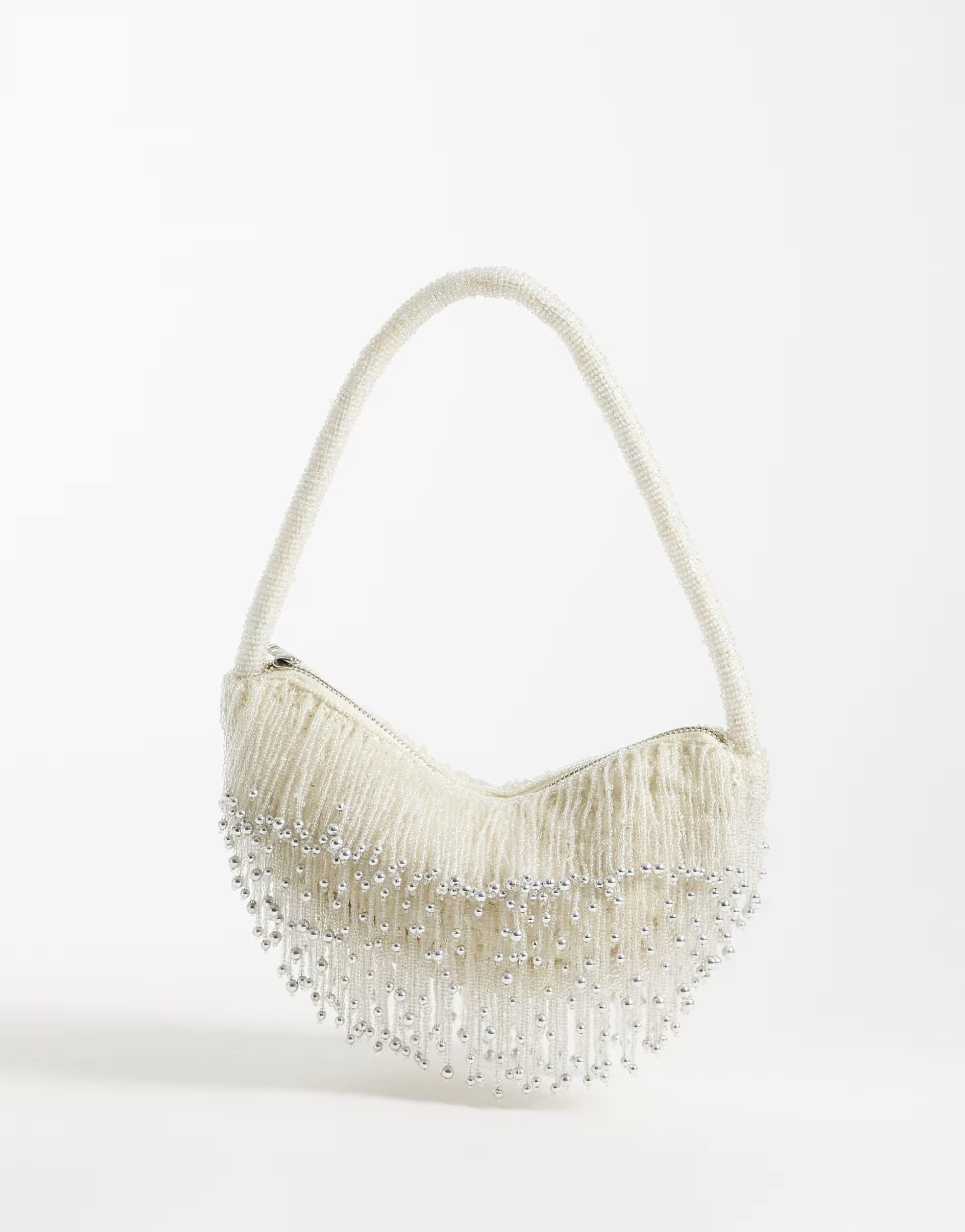 ASOS ASOS DESIGN embellished drop tassel shoulder bag in cream