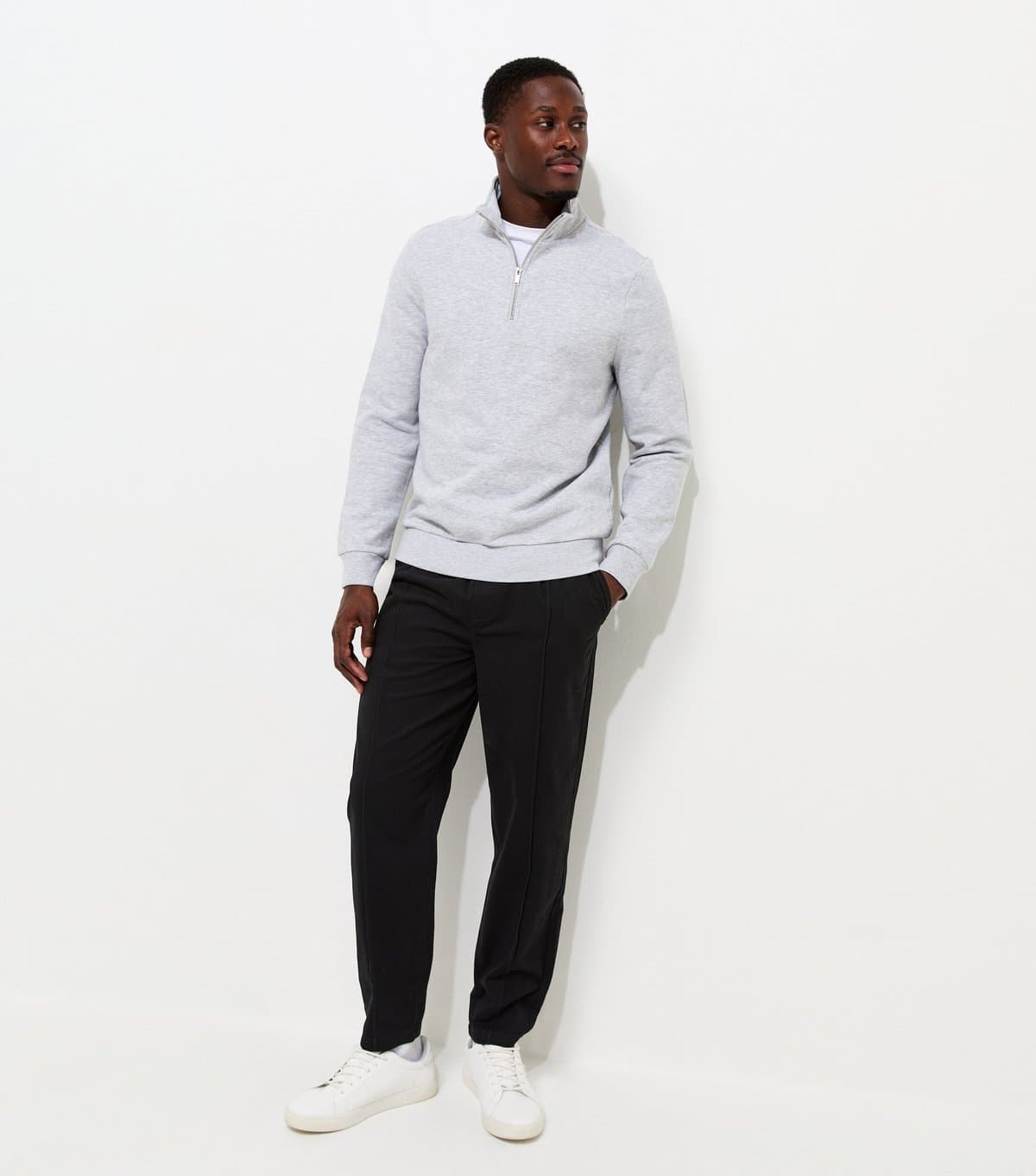 New Look Men's Black Cotton Regular Fit Woven Pintuck Trousers New Look