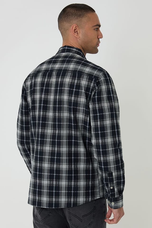 Threadbare Threadbare Men's Check Cotton Long Sleeve Shirt in Black - 2