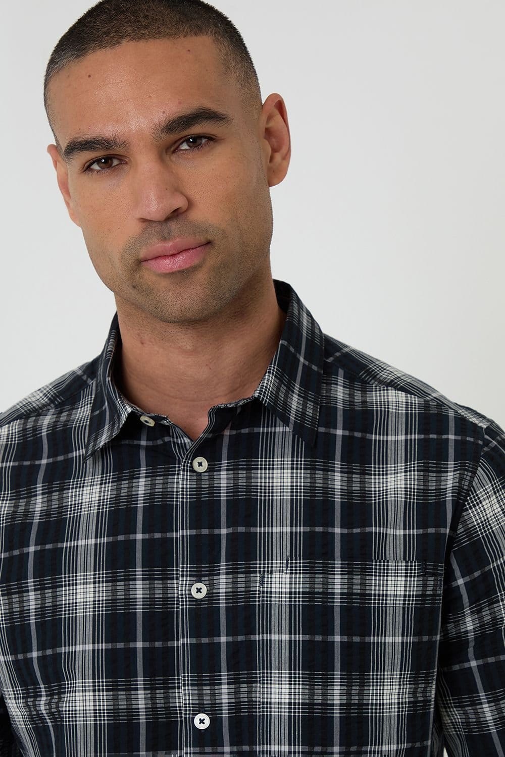 Threadbare Threadbare Men's Check Cotton Long Sleeve Shirt in Black - 4