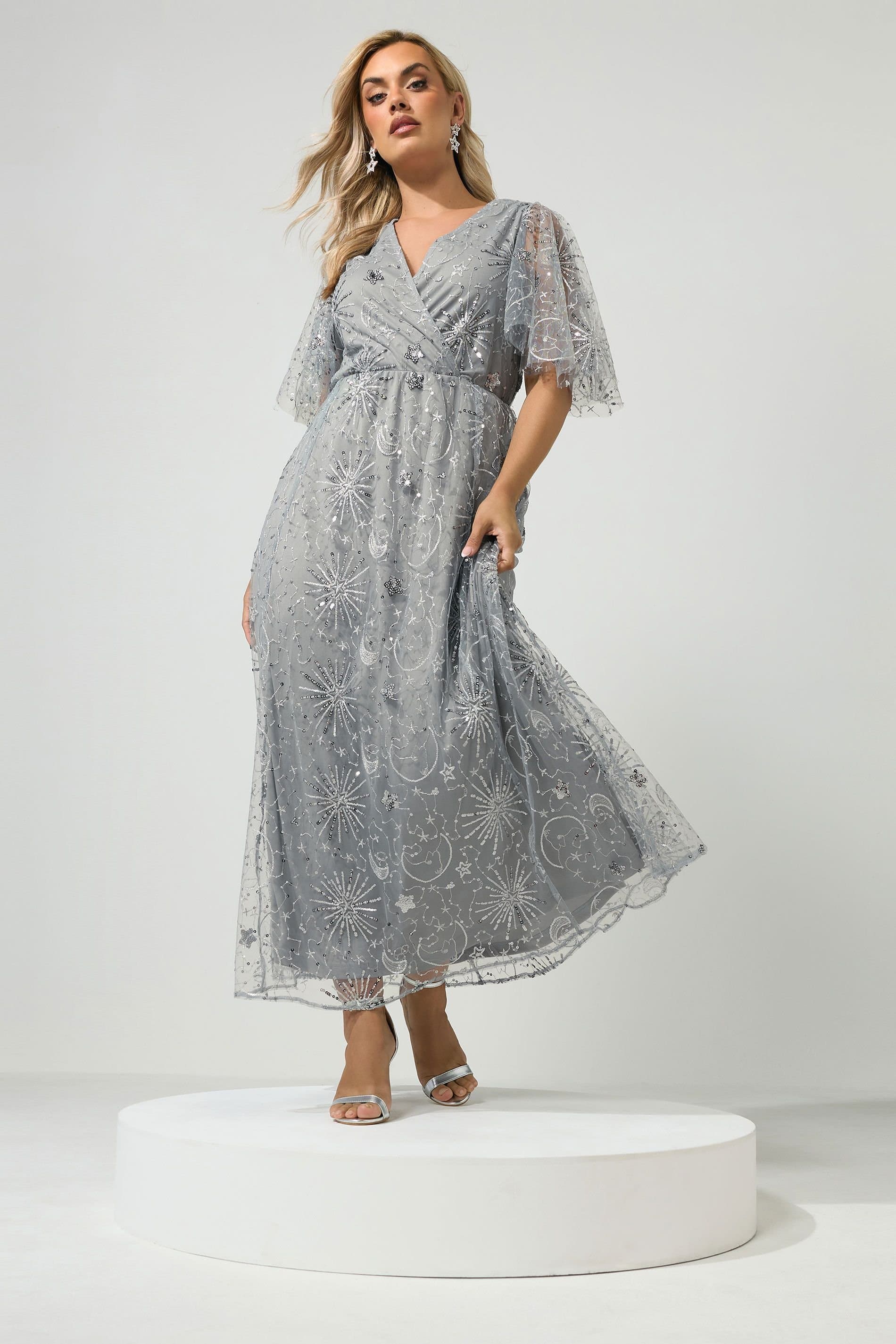 Yours Yours Women's Sequin Maxi Dress in Grey