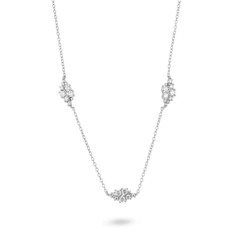 Gold Trip Gold Trip Women's Crystal Cluster Station Necklace in Silver - 1