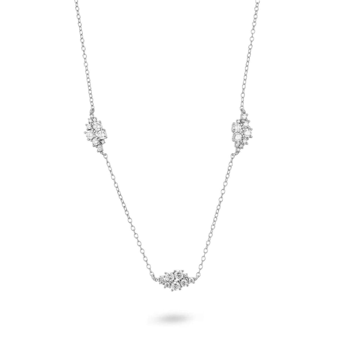 Gold Trip Gold Trip Women's Crystal Cluster Station Necklace in Silver - 1