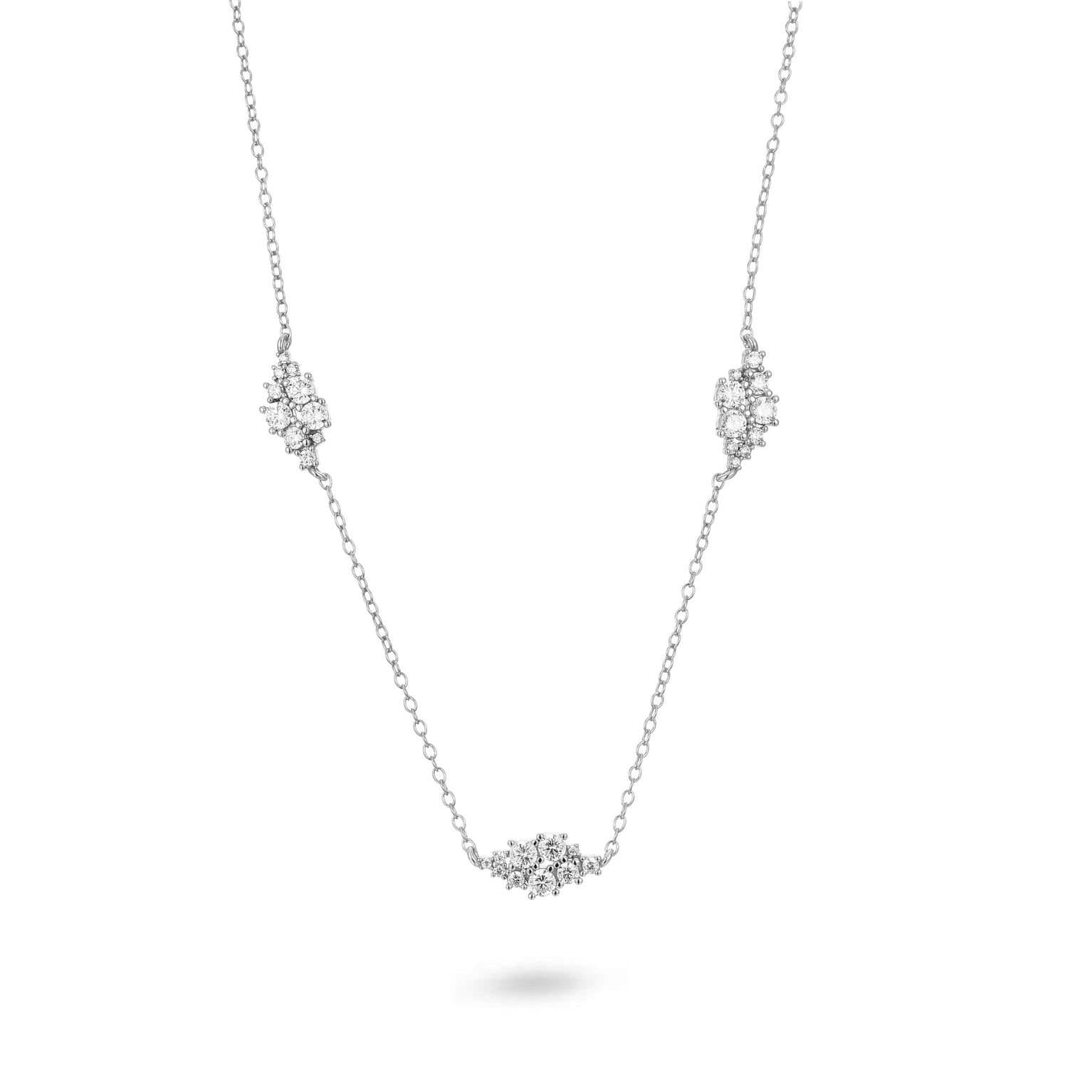 Gold Trip Gold Trip Silver Crystal Cluster Station Necklace