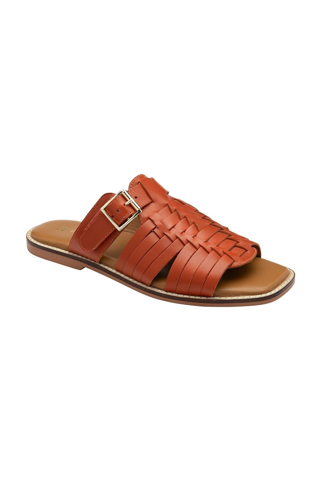 Ravel Ravel Women's 'Dene' Leather Flat Mule Sandals in Burnt Orange