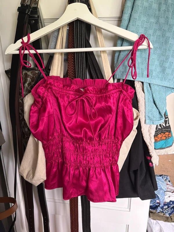 Topshop Gorgeous satin pink fitted top