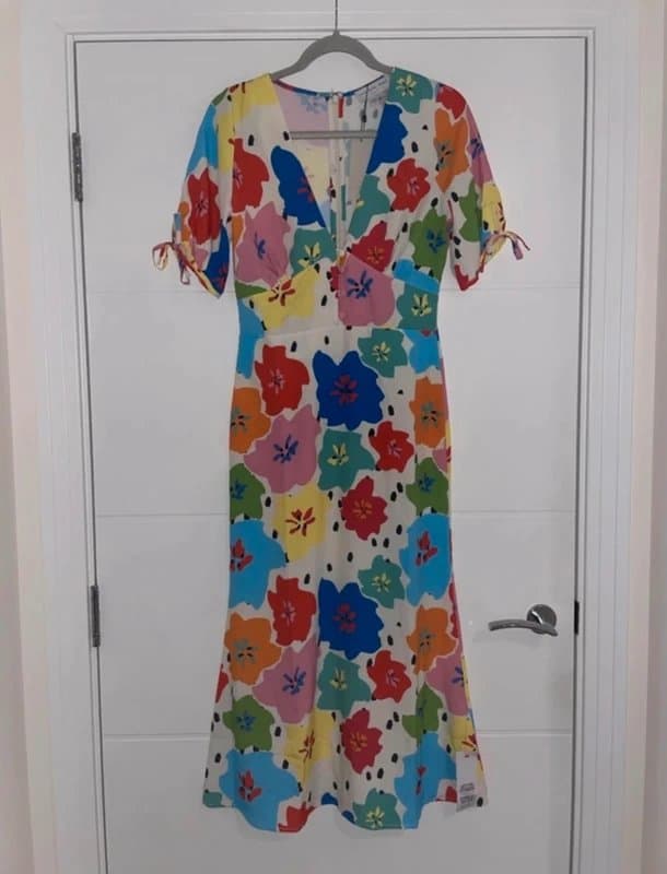 Never Fully Dressed Never Fully Dressed Colourful Floral Midi Dress Size 10 M Occasion Summer Stylish party