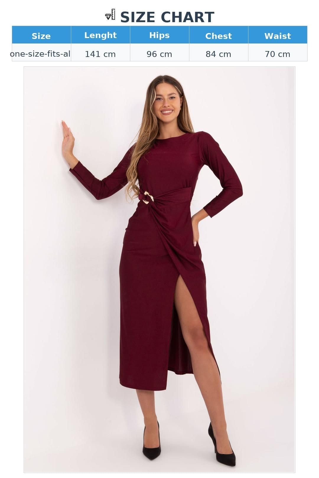 Love Lace Love Lace Women's Italian Elegant Midi Wrap Evening Dress in Burgundy - 4