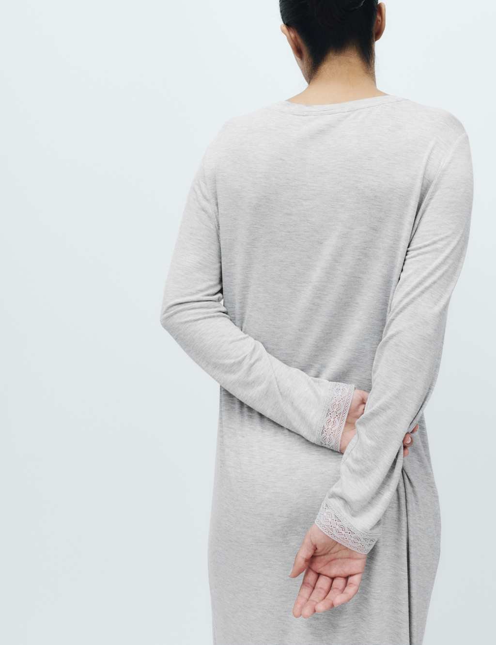 Marks & Spencer M&S Lace Trim Nightdress Grey - 3