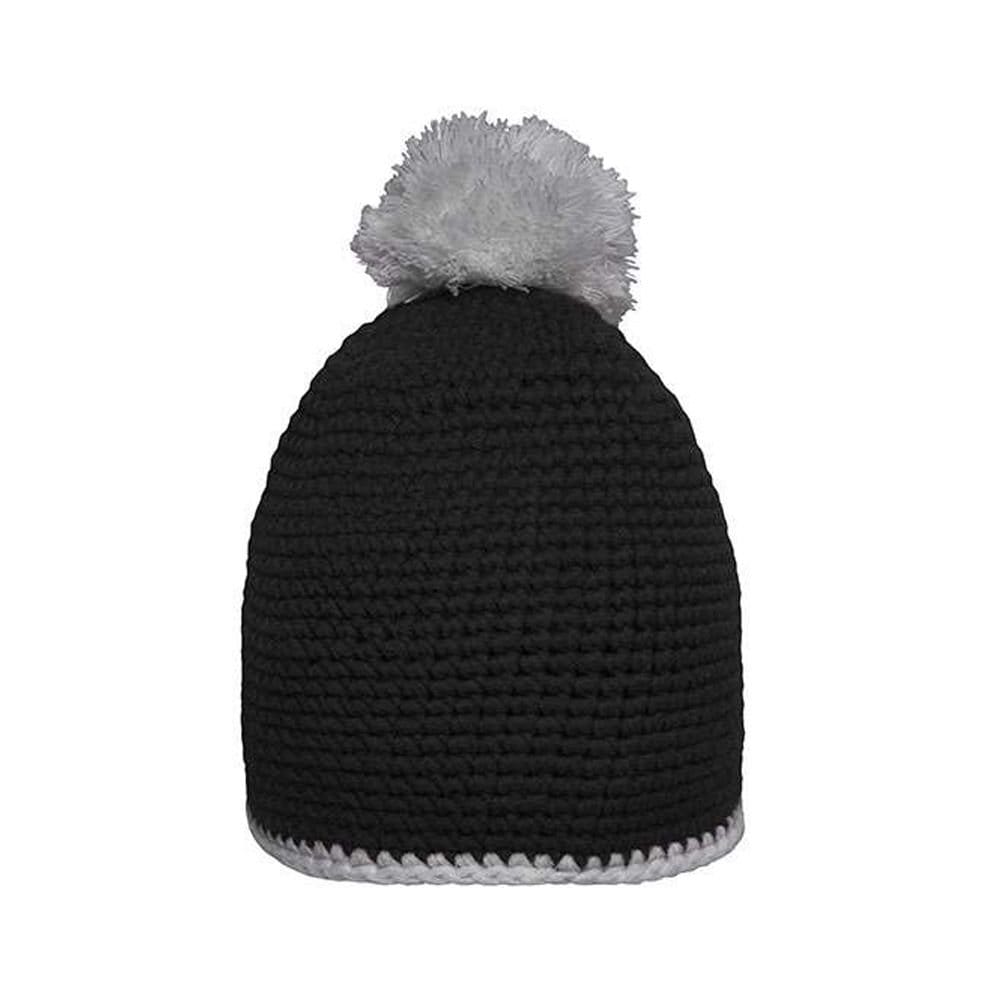 Myrtle Beach Myrtle Beach Men's Contrast Striped Pom Pom Beanie in Black - 1