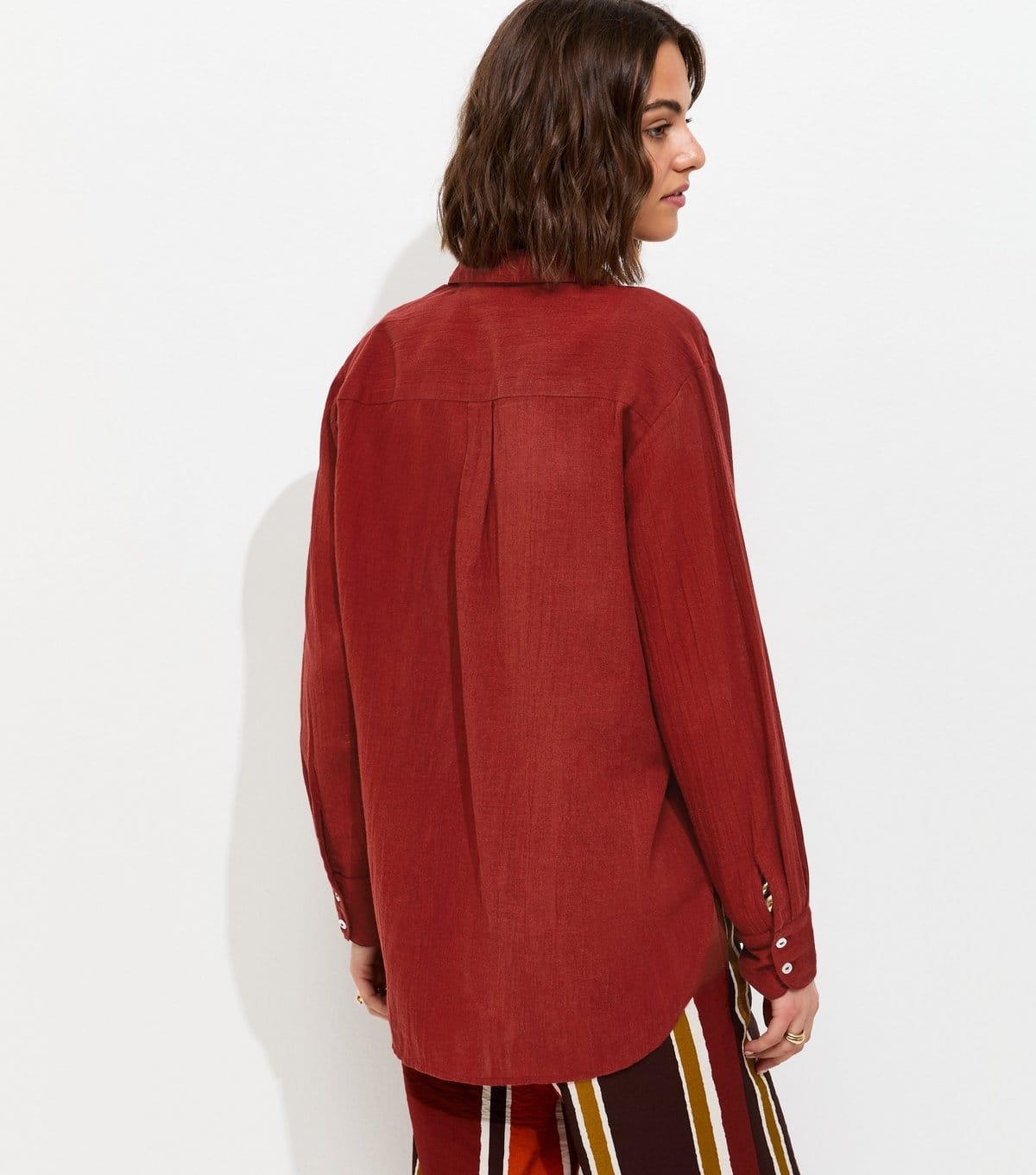 New Look Women's Dark Red Cotton Oversized Shirt New Look - 4