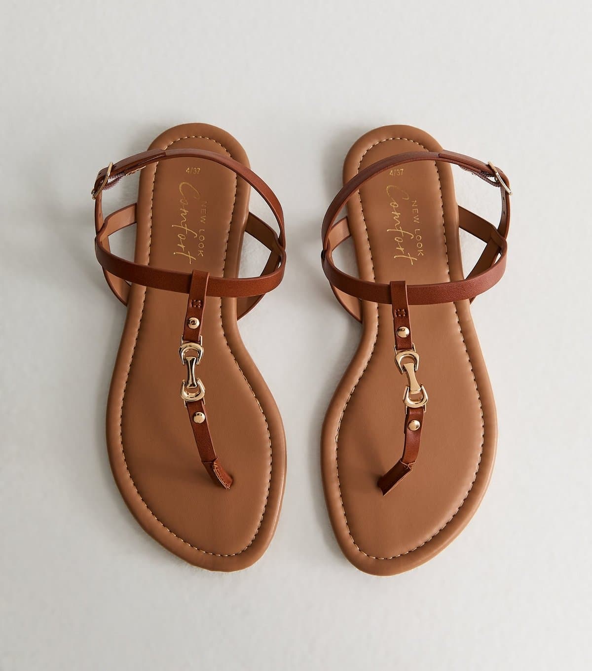 New Look New Look Tan Faux Leather Flat Sandals