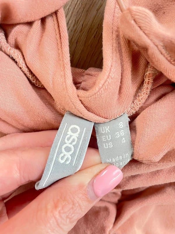ASOS Asos pink ruched midi dress - size 8