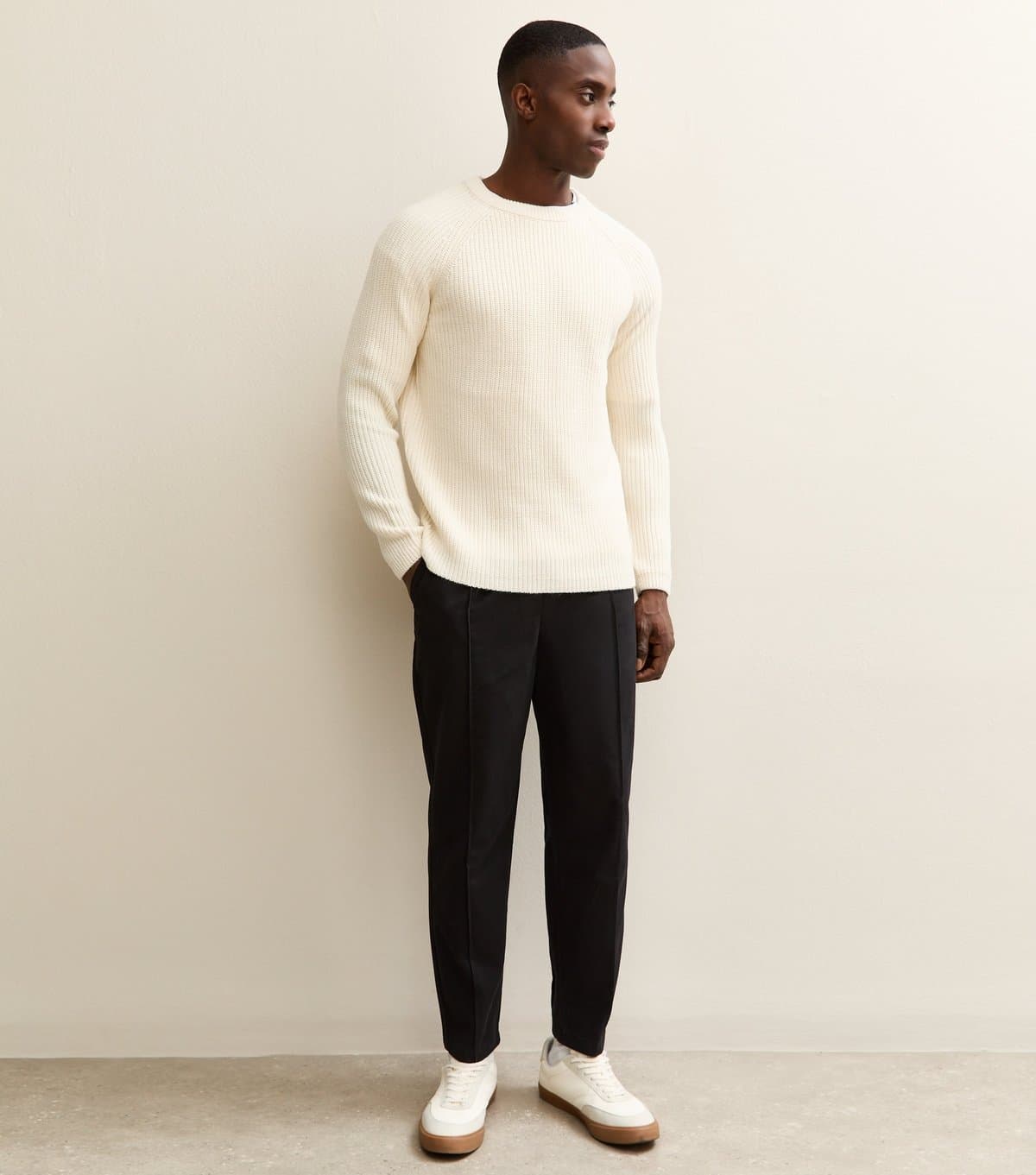 New Look Men's Black Front Seam Regular Trousers New Look